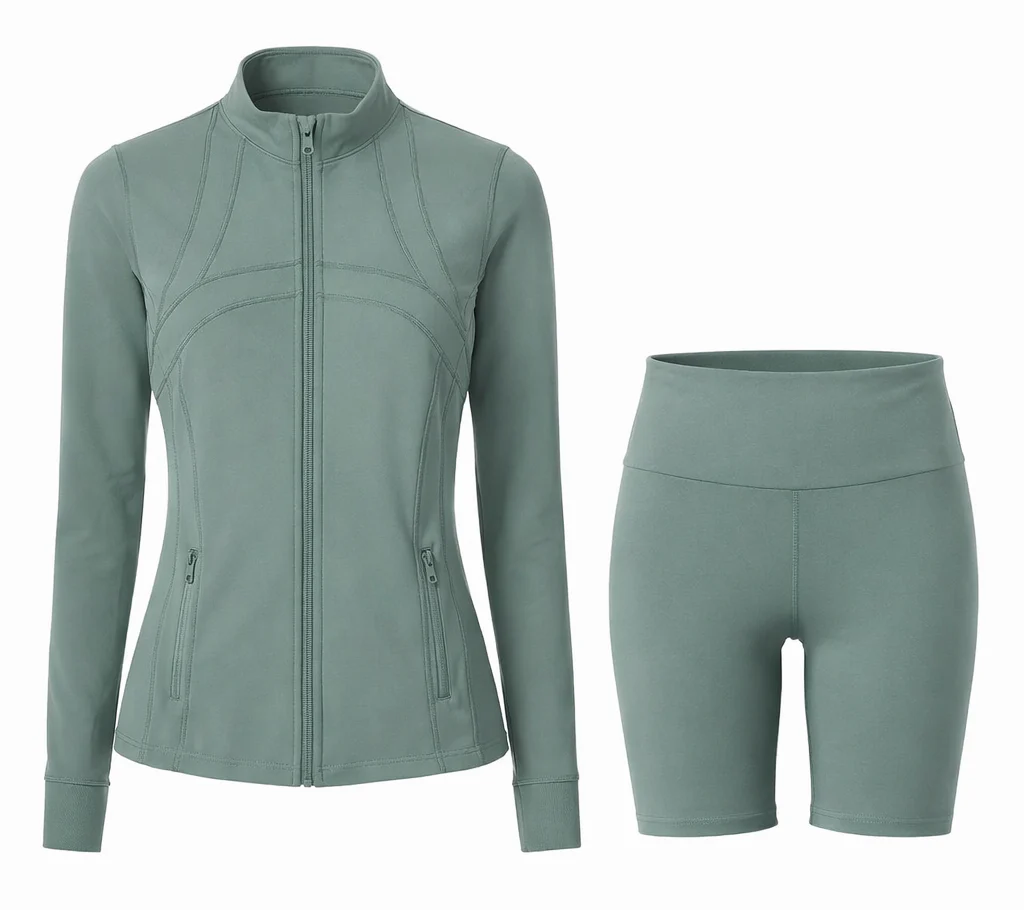 Contour Yoga Set | Sculpting Activewear Jacket & Shorts - Image 16