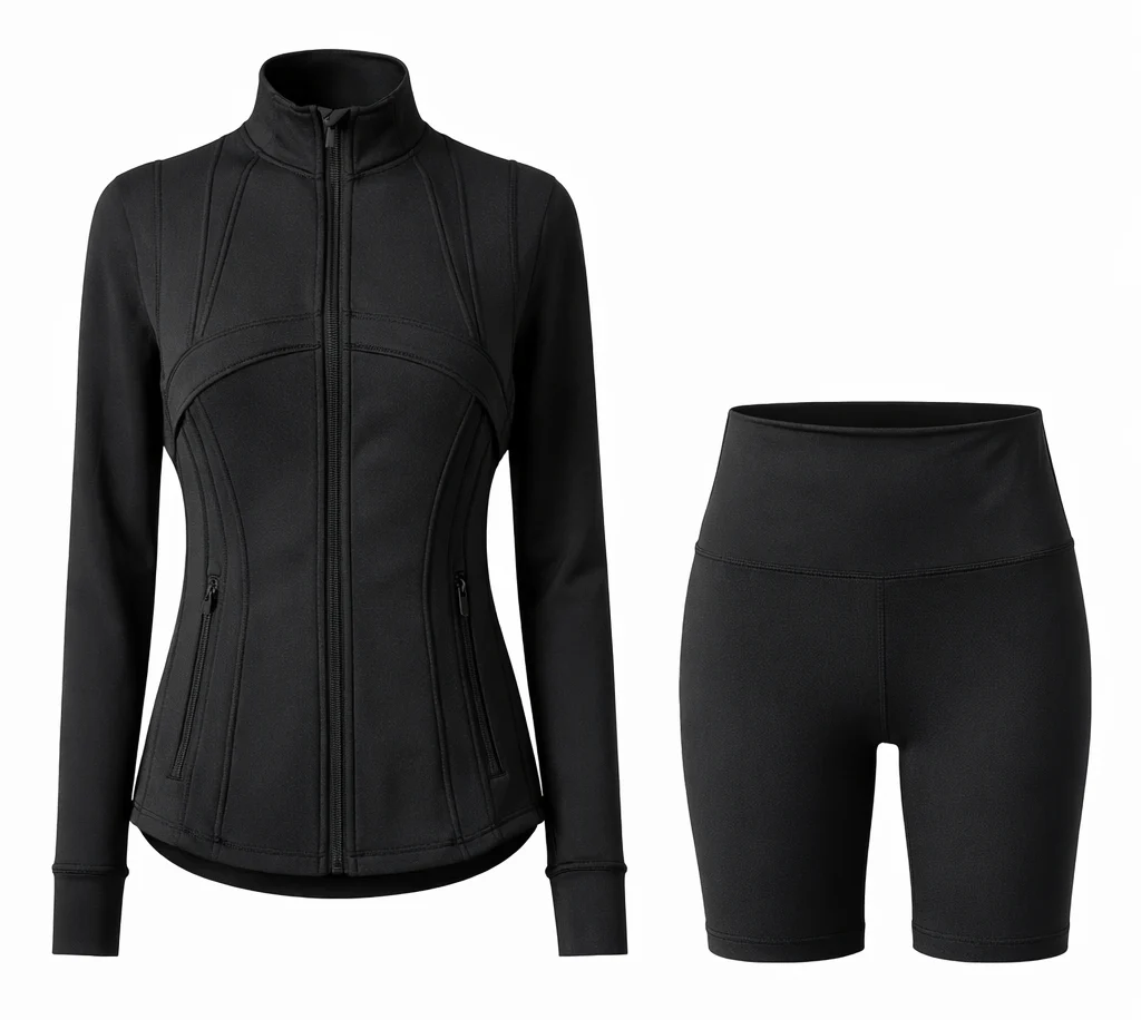 Contour Yoga Set | Sculpting Activewear Jacket & Shorts - Image 4