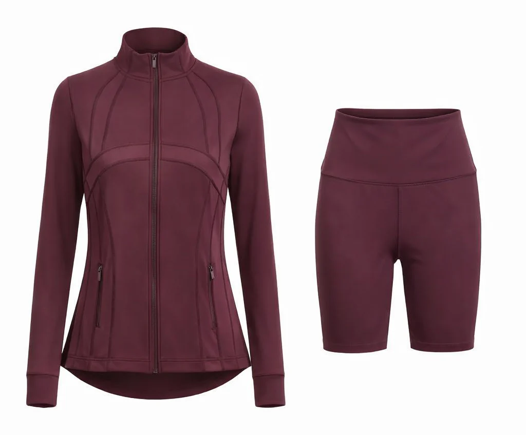 Contour Yoga Set | Sculpting Activewear Jacket & Shorts - Image 9